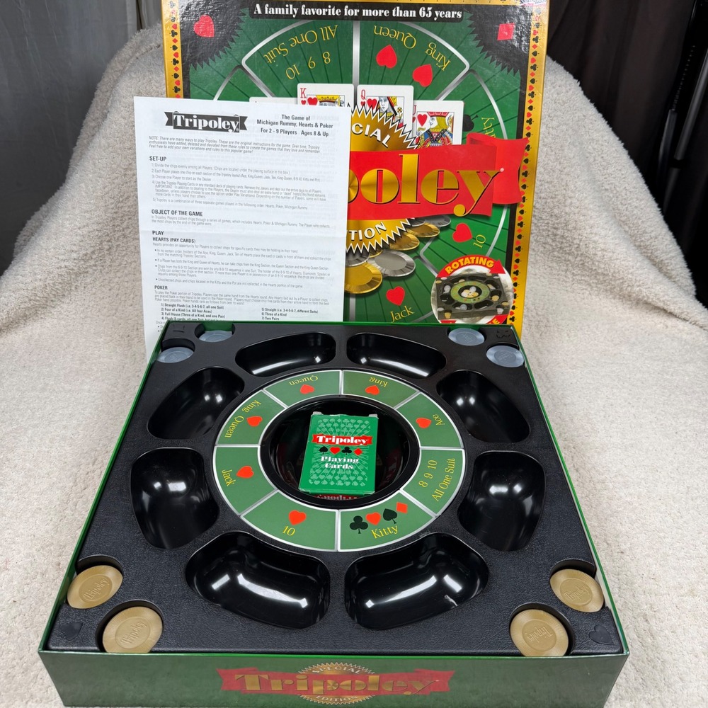 Cadaco‎ Tripoley Special Edition Rotating Turntable Complete Rummy Hearts Poker